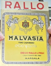8 ETICHETTE di MARSALA VINO DIEGO RALLO E FIGLI MALVASIA LILIBEO VERMUT-1204