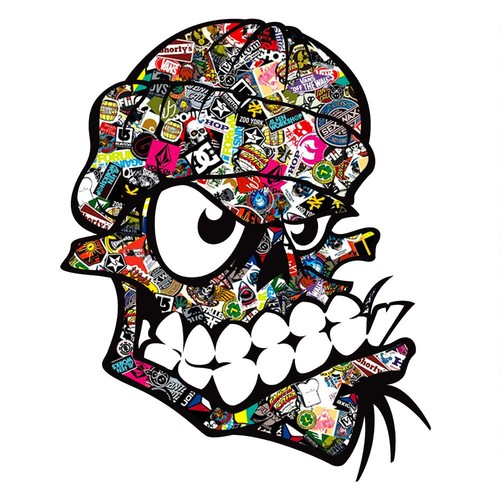 Adesivo teschio sticker bomb