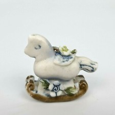 SOPRAMMOBILE PORCELLANA Ceramica CAVALLO A DONDOLO BOMBONIERA VINTAGE STATUINA 