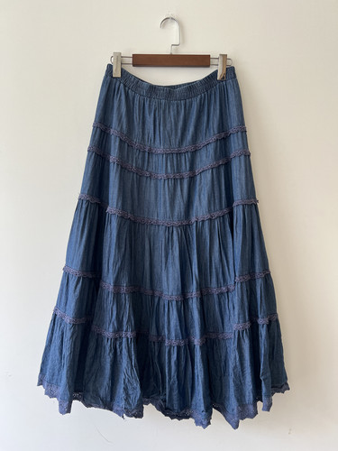 Maxi gonna strati denim - maxi, a