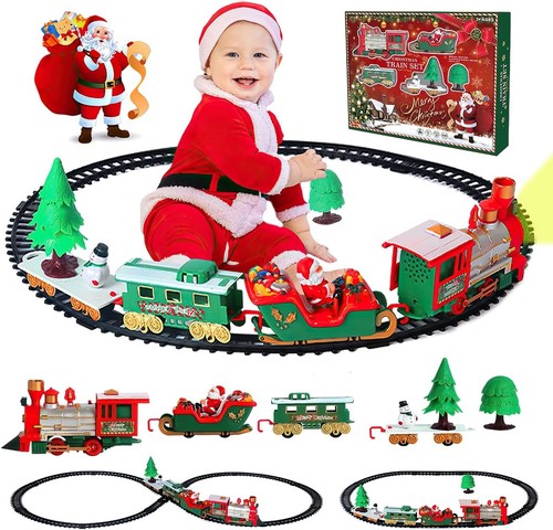 Trenino natalizio sotto albero - trenino,