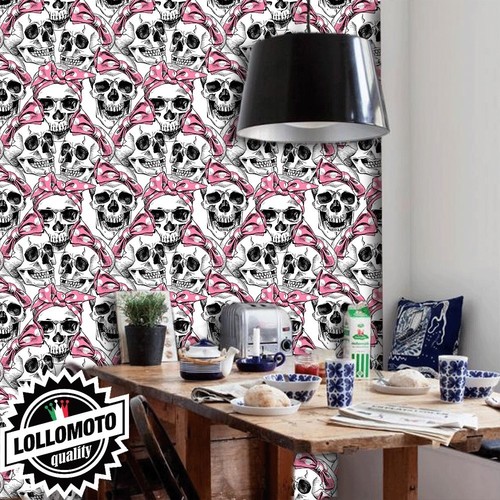 Carta parati pink skull - da,