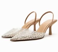 Scarpe Con Tacco Modello Zara Con Strass E Perle Numero Da 35-42