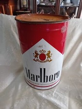 Raro bidone pouf in latta pubblicitario marlboro vintage versione grande raro