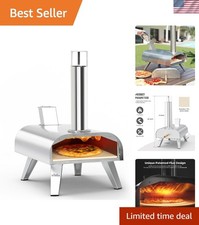 Compact 12” Wood Pellet Pizza Oven with Folding Legs - Ideal for Outdoor Events
