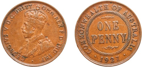 Australia 1927 penny bronze - penny,