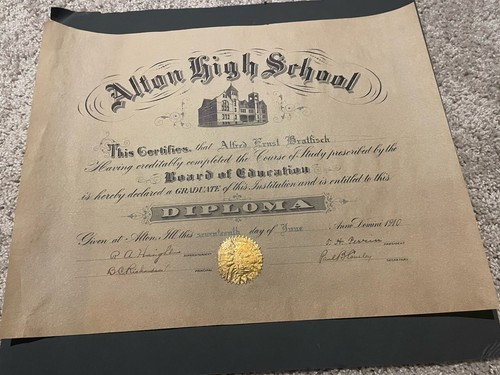 Diploma alton high school - school, 1910