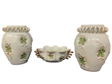 Trittico di grandi vasi De Ruta con quadrifogli ceramica d'arte italiana del 900