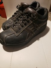 Skechers Black Brown Leather Athletic Shape-Ups rocking Shoes walking tone 11 US
