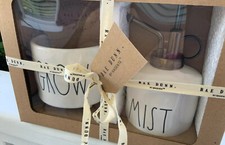 2pz CRESCITA & NEBULIZZAZIONE ceramica bianca PIANTANA & pianta MISTER Rae Dunn confezione regalo magenta