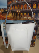 Borsa secchiello donna ragazza a mano e tracolla vera pelle colore bianco