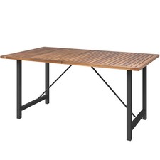 Outsunny Tavolo da Esterno a Doghe 160x90cm in Legno di Acacia e Acciaio, Teak