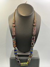 Collana di perle antiche veneziane Millefiori mosaico commercio africano 19"