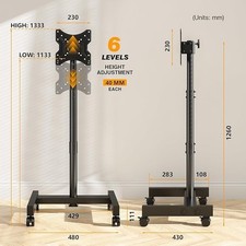TVON Porta TV con Ruote Per Schermi Plasma/LCD/LED 13-50 Pollici, Girevole