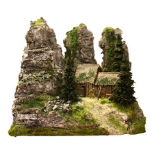Diorama H0/1:87 Lavorazione forestale in montagna montagna granito roccia paesaggio patinato