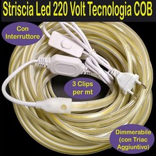 STRISCIA LED BIANCA 220 Volt COB con INTERRUTT. Da 0,5 a 30mt STRIP 220V Strisce