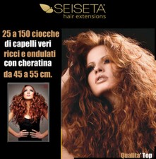 SEISETA EURO SOCAP Hair Extension 25 Ciocche naturali Ricce Cheratina 45 cm 