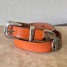 Cintura western 28 USA grana superiore briglia pelle cavallo ciondolo fibbia cowboy marrone