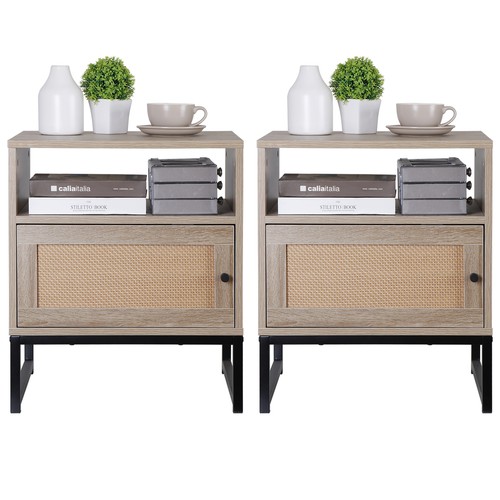 Set comodini rattan legno - rattan,