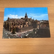 CARTOLINA COLORI VINTAGE COLLEZIONE SEVILLA SIVIGLIA N. 201 CATTEDRALE Y GIRALDA