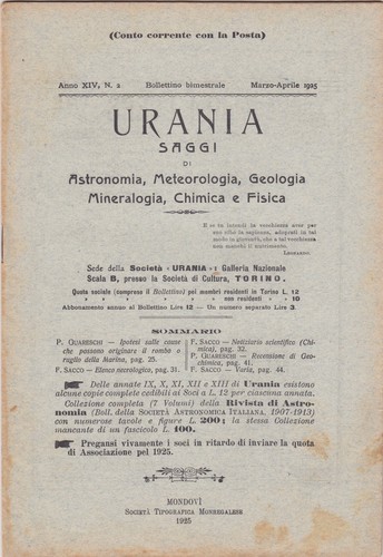 Urania rivista 1925 anno - urania,,