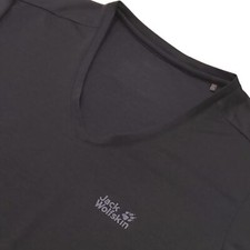 T-shirt donna Jack Wolfskin crosstrail taglia media blu navy scollo a V poliestere