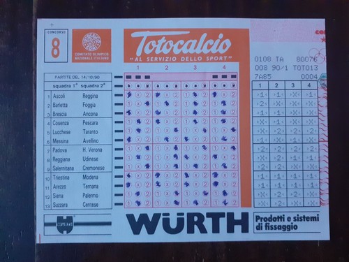 Schedina totocalcio concorso - totocalcio,