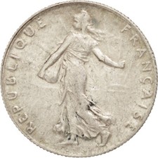 [#405925] Moneta, Francia, Semeuse, 50 Centimes, 1917, Paris, BB+, Argento, KM:8