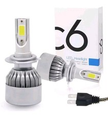 Kit Coppia fari luce Di Lampade A Led X Auto Moto C6 H7 6000K  Bianca Lampadine