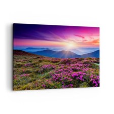 Quadro su Tela 100x70cm Prato Montagna Cielo Paesaggio Stampe Immagini Murale
