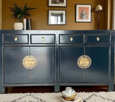Credenza comò armadio mobile cinese asiatico orientale blu vintage