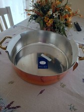 Pentola Agnelli  Tegame in Rame Stagnato con 2 Manici in Ottone, 37 cm