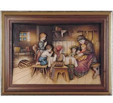 QUADRO RILIEVO FAMIGLIA IN PREGHIERA CM 40 SCOLPITO IN LEGNO DELLA VALGARDENA 