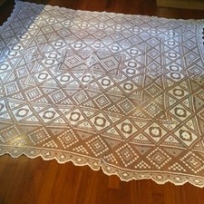 Coperta fatta a mano della nonna plaid, letto, uncinetto filet tombolo cotone