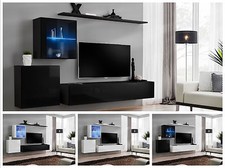 Parete attrezzata soggiorno parete armadio SWITCH XV lucido PVC push click led