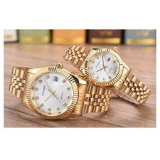 OROLOGIO UOMO DONNA LONGBO 80435 IN ACCIAIO CON STRASS IMPERMEABILE DORATO BIANC