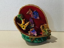 Vallauris Lampada In Ceramica Oro Forma Conchiglia Pesci Ben Conservata Anni '50