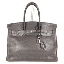 HERMES Birkin35 Tote Bag Borsa a Mano Taurillon Clemence Cioccolato Marrone/ArgentoHW