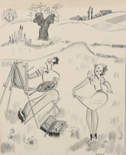 Pittore e signora all'aperto