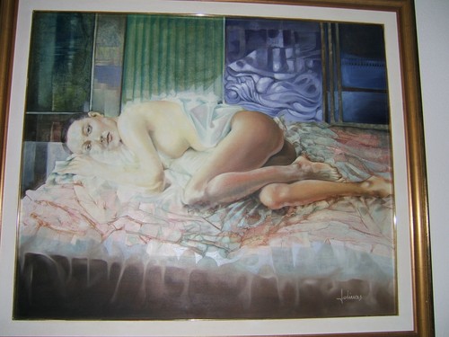 Pittura olio tela firmato - su,