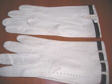 GUANTI DONNA - GLOVES - VERA PELLE CAPRETTO - BIANCO/NERO - TG. 7,5