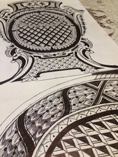 4 modelli disegni per traforo carta originali unici non copie fatti a mano biro