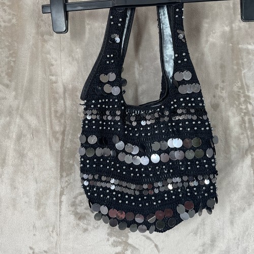 Borsa hobo nera maglia con - borsa,