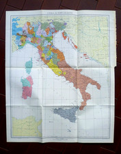 Carta geografica politica "L'ITALIA AL TEMPO DI DANTE" - 1960