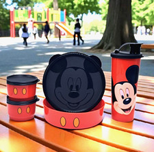 Tupperware Mickey Mouse Kids Lunch Magic Set 16oz Tumbler Bowl 2 Snack Cups