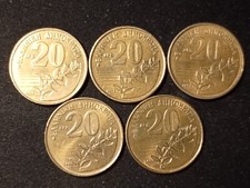GRECIA - N. 5 MONETE DA 20 DRACME DEL 1990 - 1992 - 1994 - 1998 - 2000