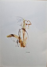 Shigeru KURIYAMA, Tecnica mista su carta, 1975 cm. 48,5x35 "Studio per figura"