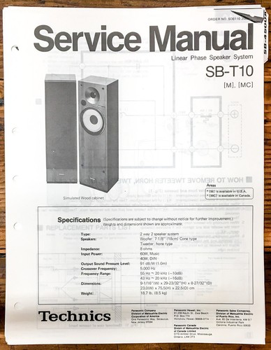 Technics t10 manuale - technics, sb-t10