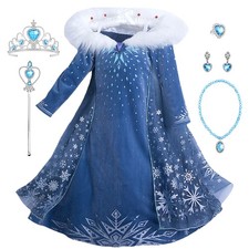 New front Carnevale Elsa Vestito Set Costume Blu Vestito Abito da Principessa