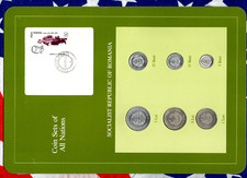 Set monete di tutte le nazioni Romania con cartolina 1966 -1982 UNC 8.7.83 5 Bani 1975